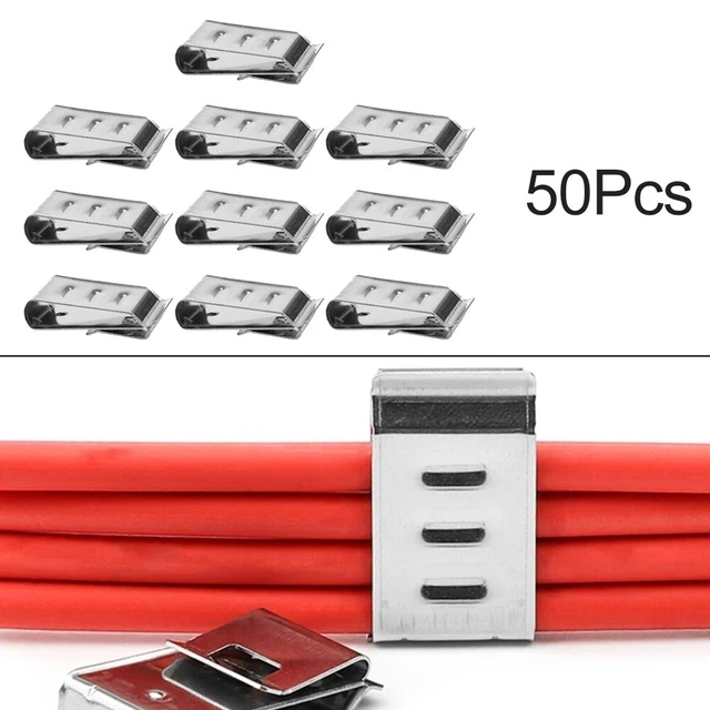 Clips de alambre de módulo fotovoltaico 50 piezas clips de cable de acero inoxidable duraderos para paneles solares
