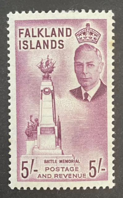 Falkland Islands 1952. 5s Purple Stamp (MH)