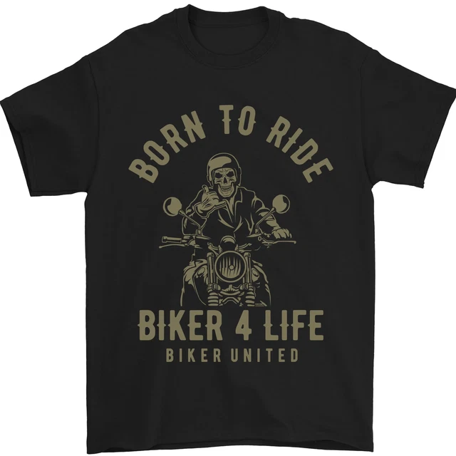 T-shirt da uomo Biker 4 Life moto teschio 100% cotone