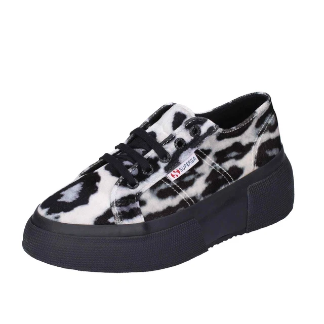 SCARPE DONNA SUPERGA sneakers nero velluto bianco 2287 FANVELVETW
