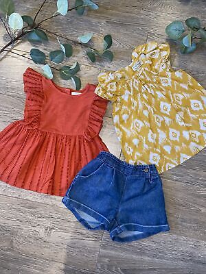 NEXT girls summer Denim  shorts And Tops age 2-3 Years