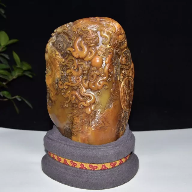 Chinese Exquisite Handmade dragon carving Shoushan Stone Statue Seal