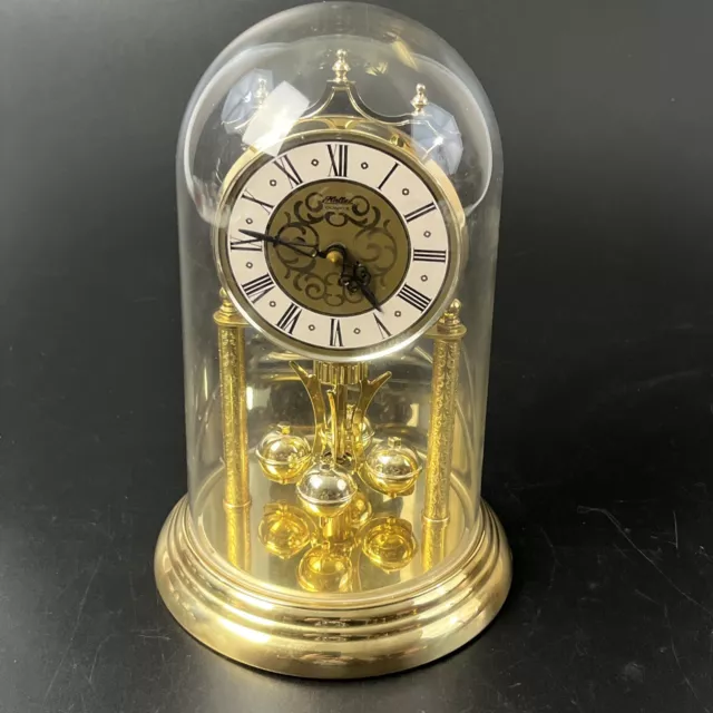 Vintage Haller W. Germany Dome Anniversary Quartz Clock Model W993 Gold Tone