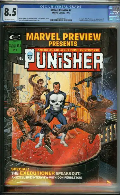 Marvel Preview #2 Cgc 8.5 Ow/Wh Pages // 1St Origin Of The Punisher Marvel 1975
