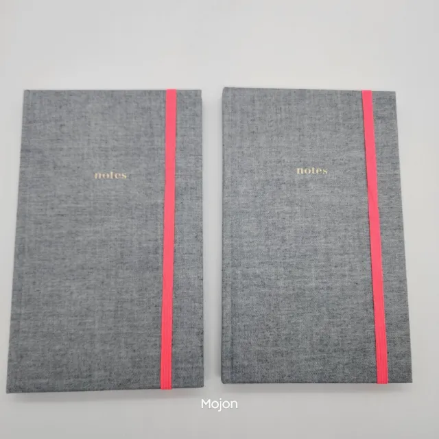 2x Sugar Paper Essentials Gray Fabric Lined Journal With Pink Strap 160 Pages Ea