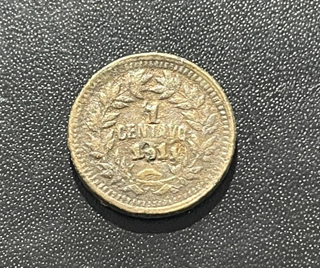 Honduras 1911 Centavo Bronze Coin over 1881 Half Centavo