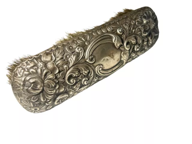 Gorham Sterling Silver Vanity Clothes Brush, c1900 Repousse, Floral No Monogram