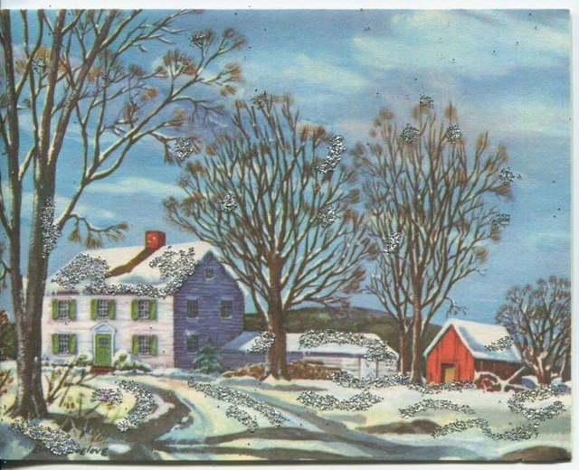 VINTAGE CHRISTMAS ROCKPORT Ma Cape Ann Colonial Green House Snow