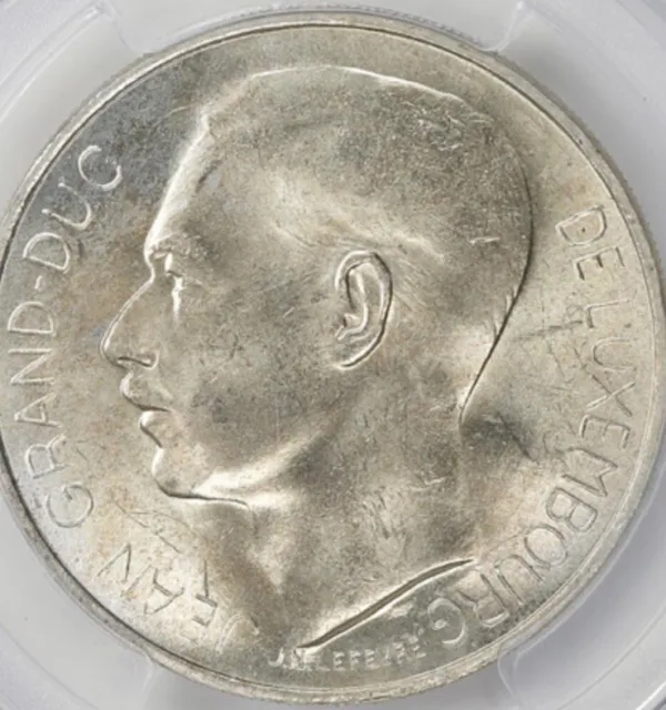 1964 LUXEMBOURG SILVER 100 Francs 100F Coin, PCGS MS64, HIGH GRADE & LUXURIOUS!