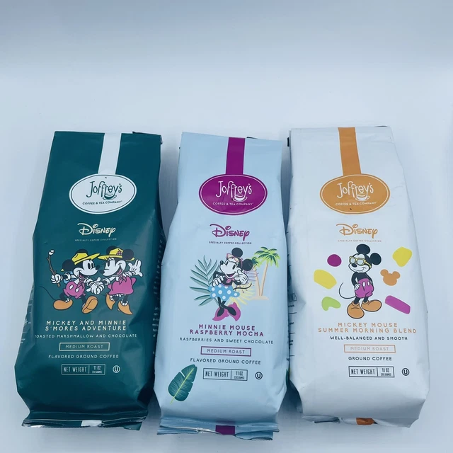 3 Disney Parks Joffrey’s Mickey Minnie Mouse Medium Blend Flavored Ground Coffee