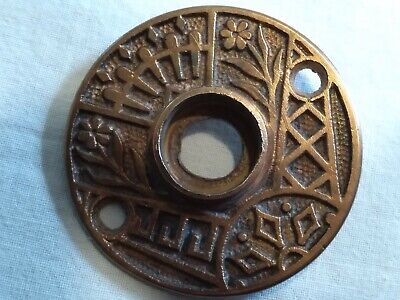 Antique Eastlake Corbin Copper 2 Hole Backplate For Doorknob