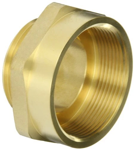 FM2015F Brass Fire Equipment, Hex Nipple, 2" NPT Female x 1-1/2" NST