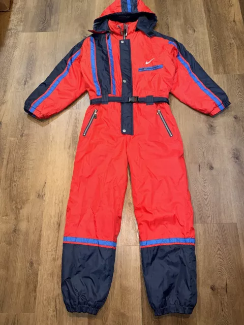 Nike Ski Suit One Piece Snowsuit Snow Bib Vtg 90s Gray Tag Euro 176 Youth XL 2