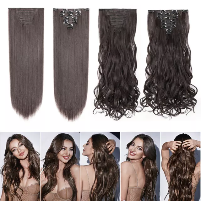 CLEARANCE! AU 8 Pieces Clip in 100% Natural Hair Extensions Long Thick As Human