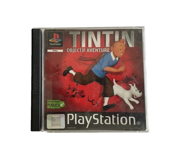 Jeu TINTIN - OBJECTIF AVENTURE Sur PlayStation 1 - Complet (manuel, Disque), Boîtier Cassé, Testé Fonctionnel
