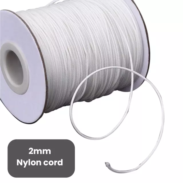 2mm Nylon Braided Cord White for Aluminium Blind Shade Light Pulls Arts & Crafts