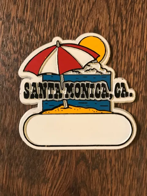 Vintage Santa Monica,Ca Magnet Beach Umbrella Ocean Sand Beach Sun Refrigerator