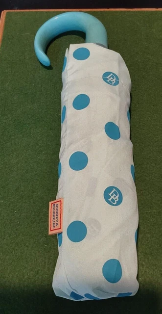 Vintage Dooney Bourke Logo Umbrella Blue with Polka Dots