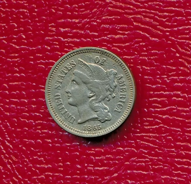 1865 Three Cent Nickel **Very Nice Circulated Type Coin** Free Shipping!!