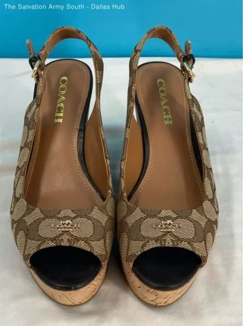 COACH Women's Brown Wedge Sandals Size-7.5B