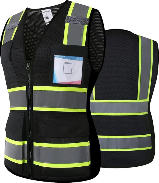 ASIPHITU Reflective High Visibility Safety Vest for Men Women with Pockets Front