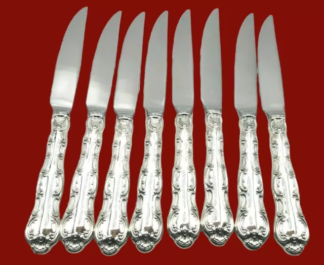 Set of 8 Strasbourg by Gorham Sterling Serrated Steak Knives Custom Made