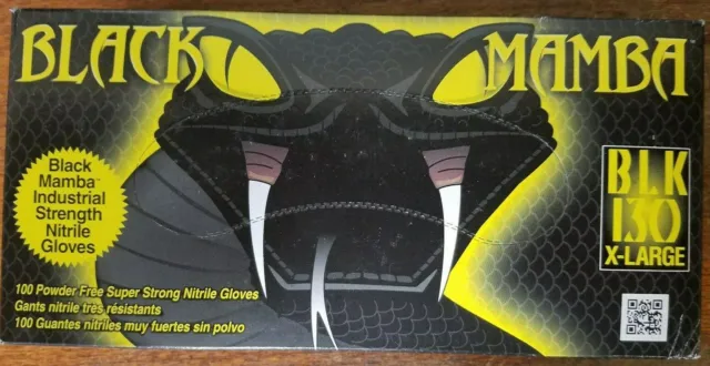 X-LARGE Black Mamba Gloves (100 per box); Disposable Nitrile Mechanic Glove;HVAC