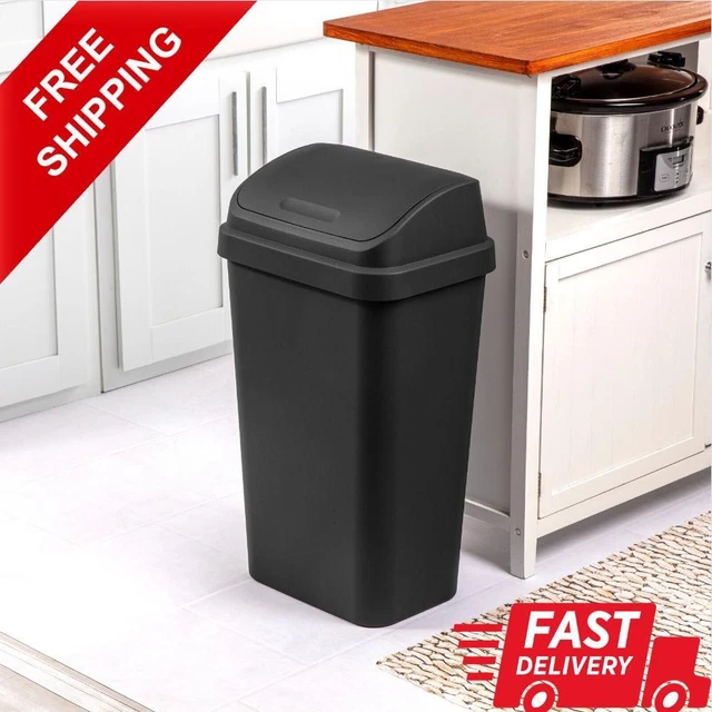 STERILITE KITCHEN TRASH Can 13 Gallon Plastic Swing With Lid Garbage