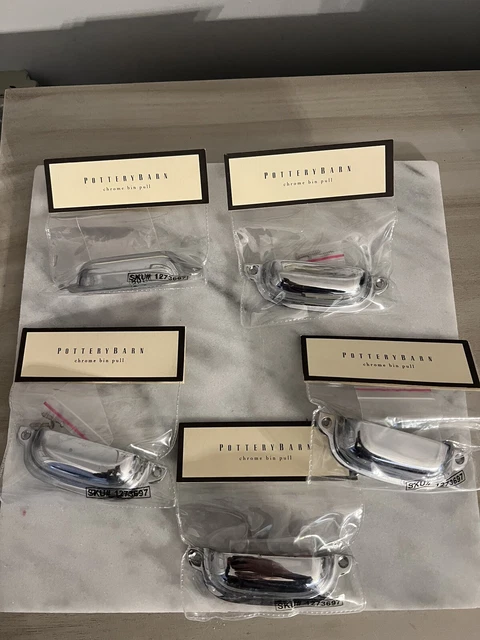 Pottery Barn Chrome Bin Pull Drawer Pull Lot of 5 New Pottery Barn Chrome Bin Pull Drawer Pull Lot of 5 New