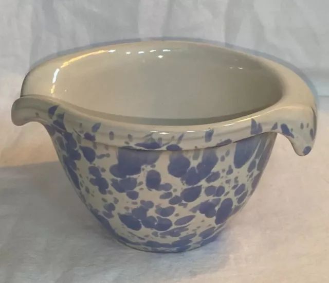 Bennington Pottery Spongeware Morning Glory Blue Pouring Bowl