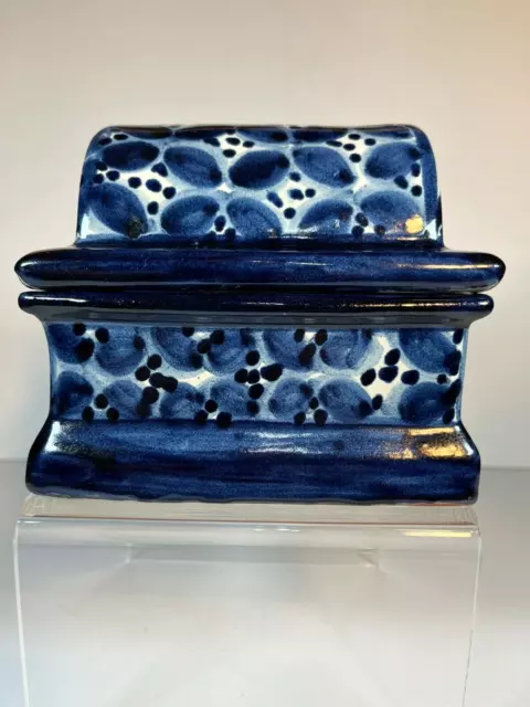 Talavera Pottery from Mexico Blue & White Trinket/ Keepsake Dome Top Mini-Chest