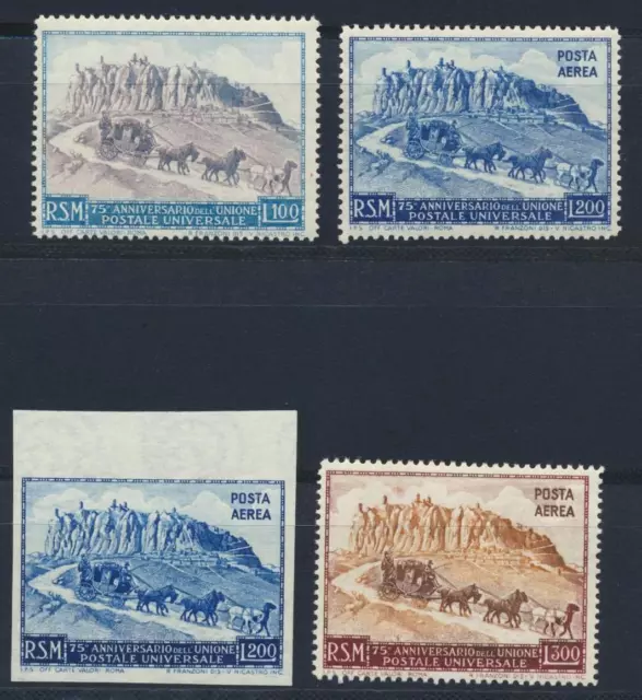 San MARINO 1949/51 UPU, VF/XF  Perf + Imperf MNH/** Coll LOOK , Airmails, Horse