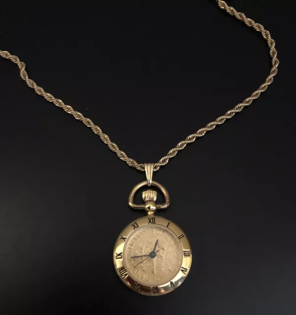 Gold Tone Torch Dime Pendant Watch Swiss Mint Time