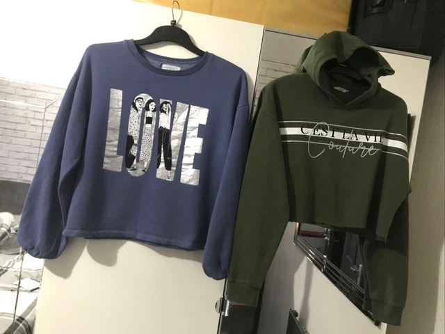 Felpa con cappuccio Zara blu navy/argento età 13-14 anni e verde Matalan età 13 anni