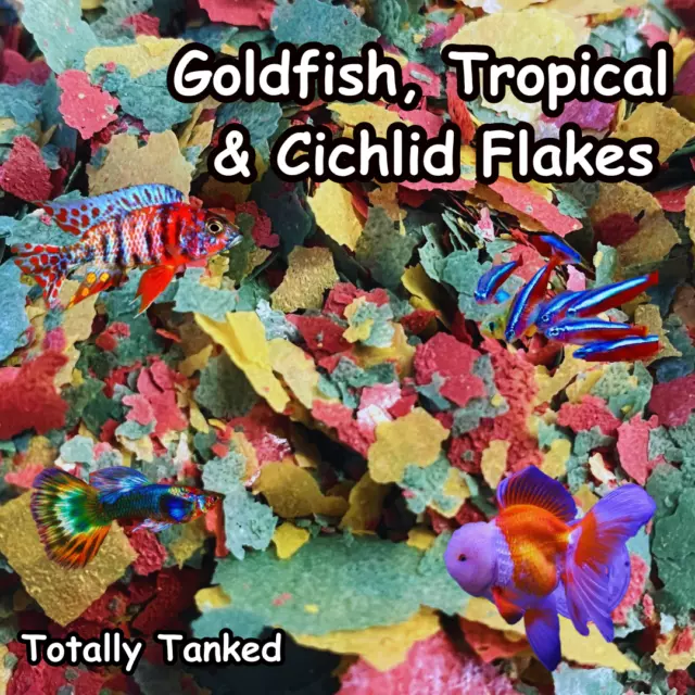 TANKED Thin Small Goldfish Tropical Cichlid Flakes Pond Fish Food Bulk 1KG