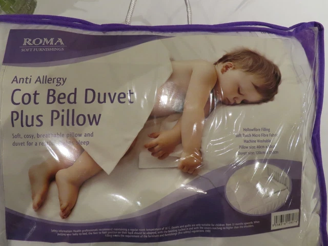 Edredón y almohada antialérgicos 7,5 tog cuna - totalmente nuevo en embalaje original