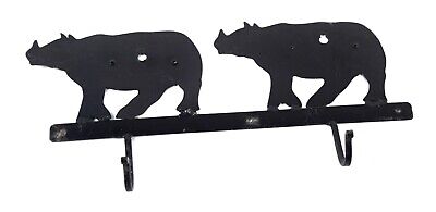 Animal Collection Retro Iron Rhino Figurative Two Key Coat Hooks Hanger i75-181