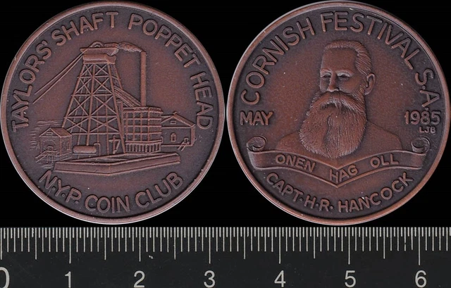 Australia: 1985 Cornish Festival NYP Coin Club Taylors Shaft Poppet Head medal