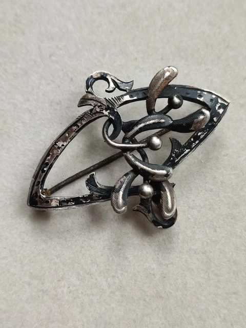 Broche Ancienne Art Nouveau 1900 – Argent Poinçonné – Signée Félix Rasumny – Très Bon état