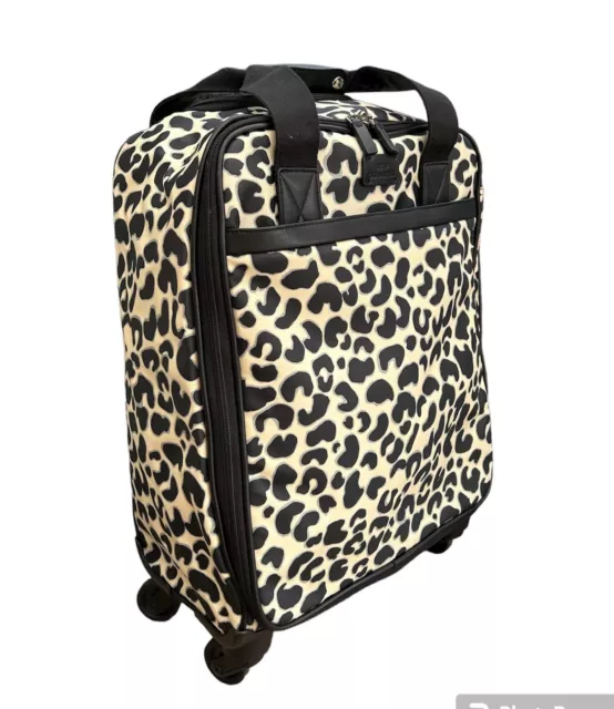 Lulu Guinness Leopard Print Spinner Suitcase Luggage Bag Travel Small Case