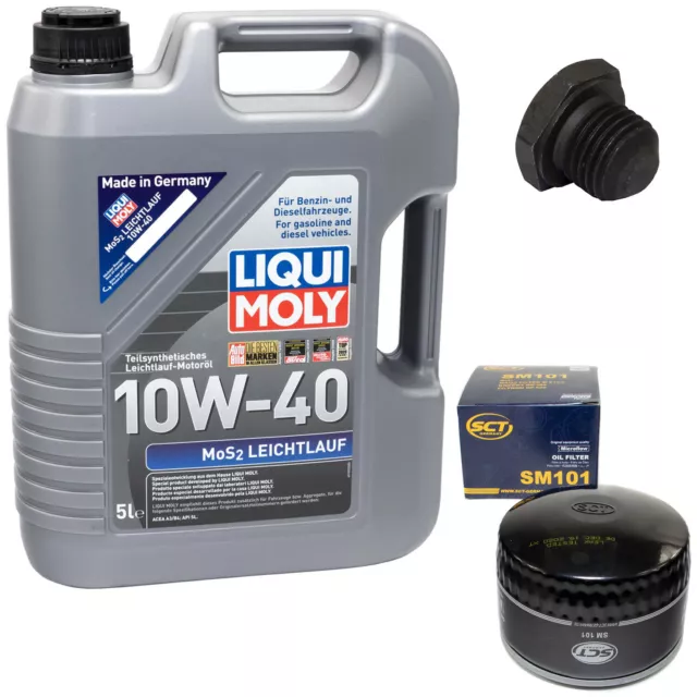 Motoröl Set 10W-40 5 Liter + Ölfilter SM 101 + schraube für Opel Omega A Monza A