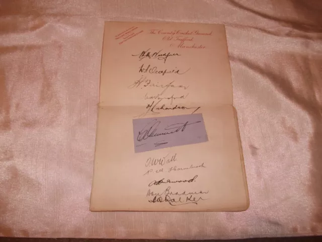 Signed Autograph Book Page By 11 Australia Cricket Touring Team 1930 Don Bradman Signed Autograph Book Page By 11 Australia Cricket Touring Team 1930 Don Bradman