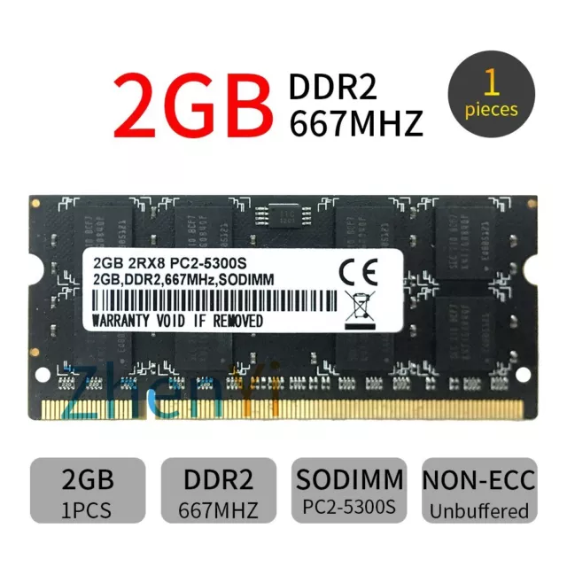 2GB 1GB DDR2 PC2-5300S 667MHz 2Rx8 200Pin SODIMM Unbuffered Laptop RAM Black UK