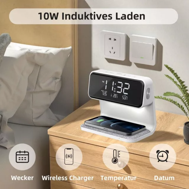 LED Nachttischlampe mit Ladefunktion 10W, Lichtwecker Tischlampe Touch Dimmbar