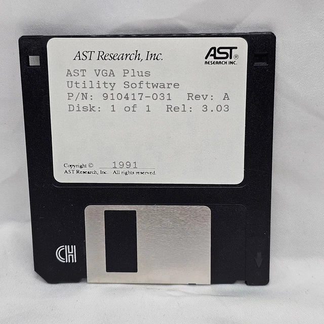 Software di utilità AST Research AST VGA Plus 910417-031 Rev: un disco floppy da 3,5