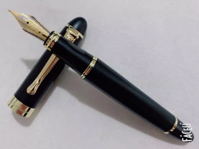 Perfect Jinhao X450 Matte Black Fountain Pen 0.7mm Broad Nib 18KGP Golden Trim