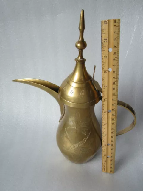 Antique Traditional Islamic Saudi Arabia Brass Dallah Coffee Pot W/ Makers Mark