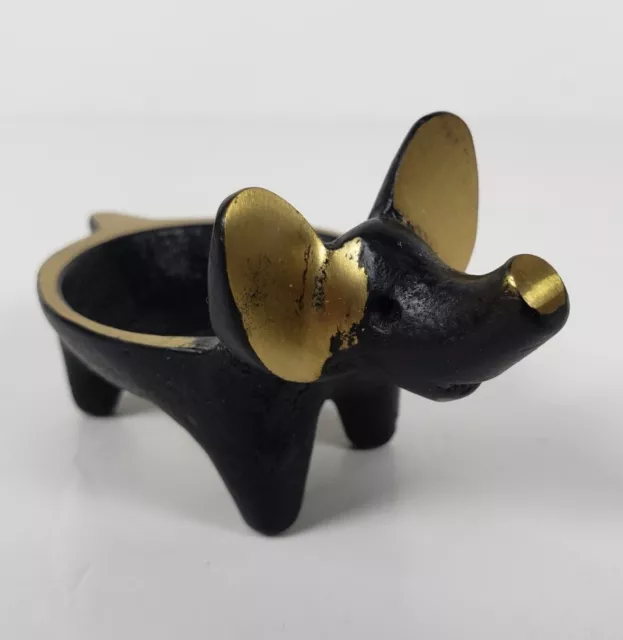 WALTER BOSSE CAT Egg Cup Vtg Mid Century Austria Brass Ring Holder