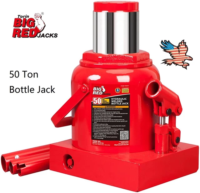 BIG RED 50 Ton Torin Hydraulic Stubby Red Low Profile Welded Bottle
