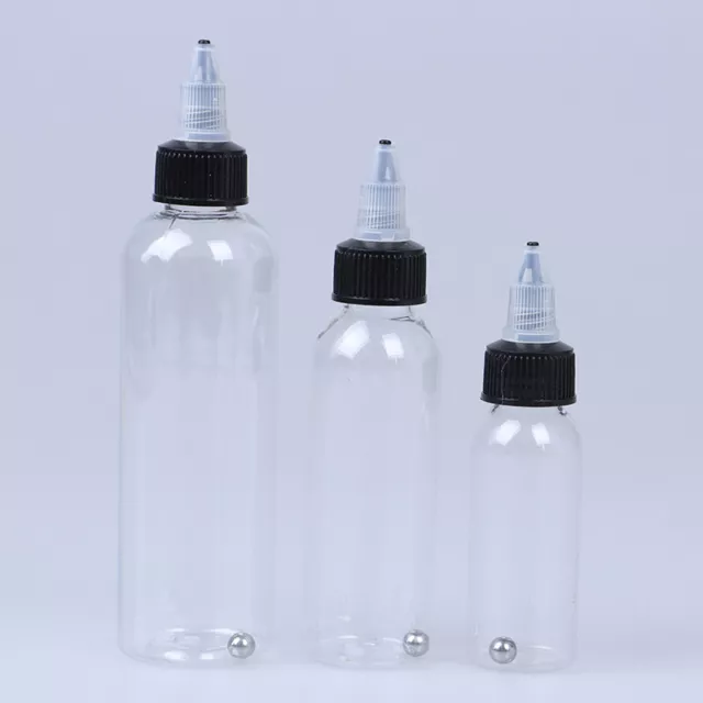 30/60/120ml Recyclable Clear Tattoo Airbrush Ink Pigment Empty Bottles Conta~m'